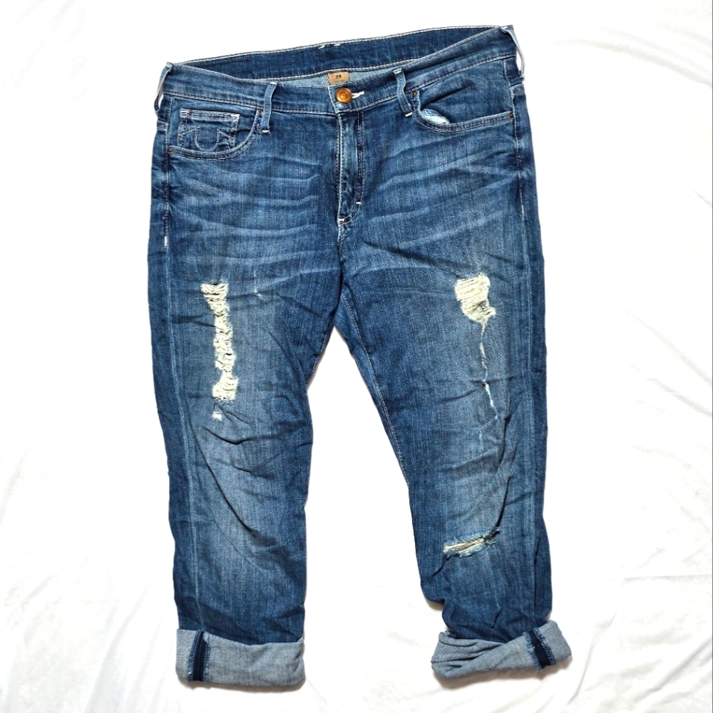 True Religion Blue Skinny Jeans with Distressed Details